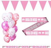 Roze Geboorte Partyset! | Versiering Pakket | Decoratie | Roze Slingers| Ballonnen | Geboorte | Kraamfeest | Meisje