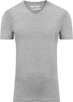 Garage 202 - Bodyfit T-shirt V-hals korte mouw grijs melange S 80% katoen 15% viscose 5% elastan