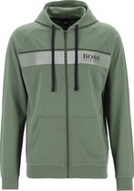 HUGO BOSS heren sweat vest (middeldik) - loungevest met capuchon - olijfgroen -  Maat: L