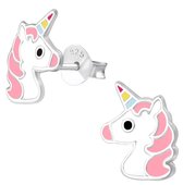 Joy|S - Zilveren eenhoorn oorbellen - 9 x 11  mm - unicorn