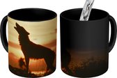 Magische Mok - Foto op Warmte Mokken - Koffiemok - Wolf - Zon - Silhouet - Magic Mok - Beker - 350 ML - Theemok