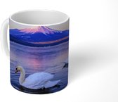 Mok - Zwanen - Berg - Zonsondergang - 350 ML - Beker
