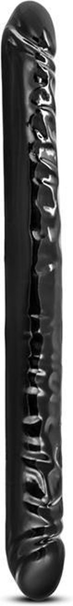 Zwarte Dubbele Dildo met Geaderde Schacht - 45 cm