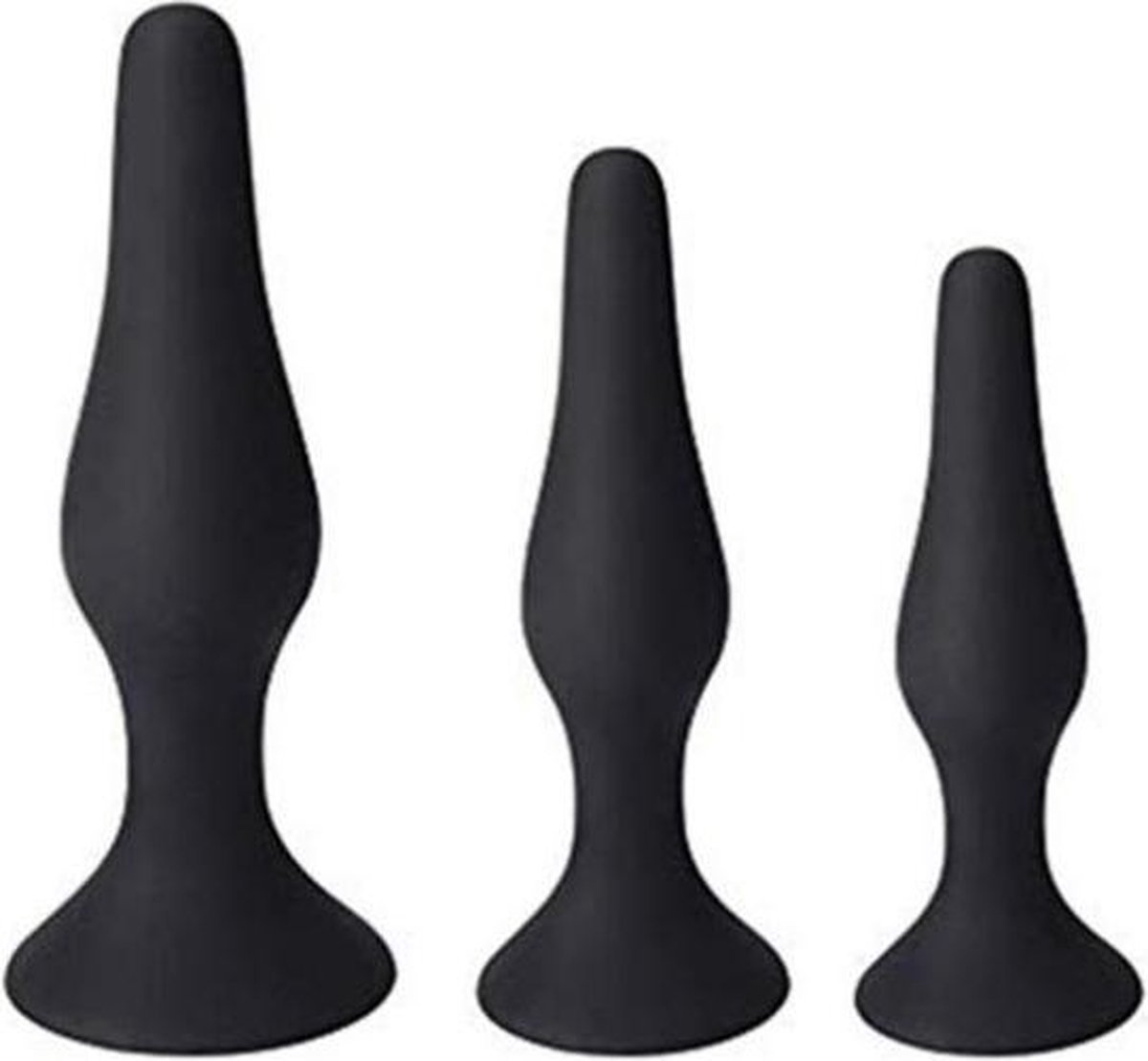 Goedkoopste Buttplug Set met Power Zuignap - Zwart