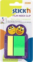 Film Index tabs Stick'n 45x12mm neon geel, 45x25mm magenta, 25 tabs per kleur, totaal 50 index, op clip