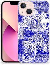 Back Case TPU Siliconen Hoesje geschikt voor iPhone 13 mini Smartphone hoesje Angel Skull Blue