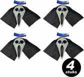 Halloween ‘Scream’ masker met hoofddoek – VOORDEELSET 4 stuks