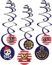 spiraalslingers Pirates jongens papier blauw 6 st