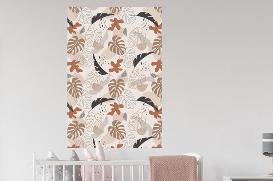 Stickers muraux - Été - Feuilles - Pastel - 80x120 cm - Feuille adhésive