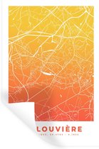 Stickers muraux - Plan de ville - La Louvière - België - Oranje - 20x30 cm - Feuille adhésive - Carte
