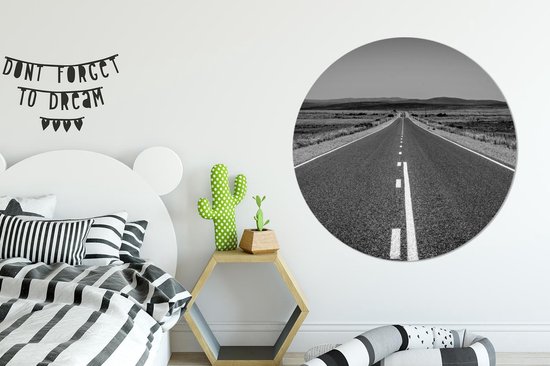 WallCircle - Muurstickers - Behangcirkel - Australië - Landschap - Zwart - Wit - ⌀ 140 cm - Muurcirkel - Zelfklevend - Ronde Behangsticker