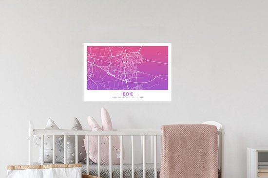 Stickers Stickers muraux - Plan de la ville - Ede - Pays- Nederland - Violet - 60x40 cm - Feuille adhésive - Carte