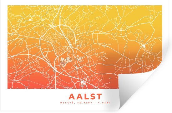 Stickers Stickers muraux - Plan de la ville - België - Alost - Jaune - 90x60 cm - Film adhésif - Carte