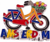 magneet fiets Amsterdam 6 x 10 cm staal rood/oranje