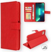 HB Hoesje Geschikt voor Apple iPhone 13 Pro Rood - Portemonnee Book Case - Kaarthouder & Magneetlipje