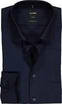 OLYMP Luxor modern fit overhemd - donkerblauw - Strijkvrij - Boordmaat: 38