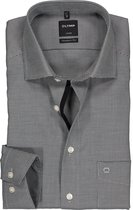 OLYMP Luxor modern fit overhemd - mouwlengte 7 - zwart met wit mini dessin (contrast) - Strijkvrij - Boordmaat: 46