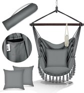 Tillvex hangstoel -grijs- met 2 kussens--hangende schommel-bekerhouder