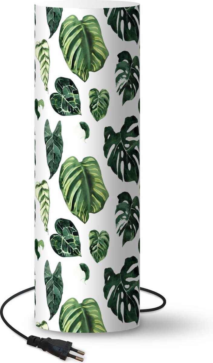 Lamp - Nachtlampje - Tafellamp slaapkamer - Bladeren - Tropisch - Groen - 60 cm hoog - Ø19.1 cm - Inclusief LED lamp
