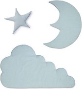 Muurdecoratie van stof maan ster wolk - blue mist
