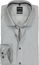 OLYMP Luxor modern fit overhemd - mouwlengte 7 - zwart met wit gestreept 2-ply (contrast) - Strijkvrij - Boordmaat: 45