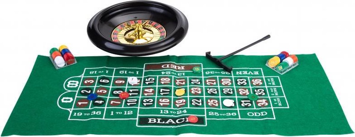 roulette/blackjack set groen/zwart unisex 30 cm