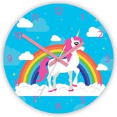 Belanian - Klokken - Wandklokken - Wandklok voor kinderen - eenhoorn met regenboog,30cm  klok met cijfers, cadeau, grappige klok, kinderklok, meisjesklok