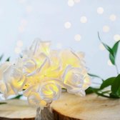 Lichtsnoer met bloemen en led lampjes - 3 meter - 20 lichtjes - Rozen - Wit - Warm licht - Bruiloft - USB