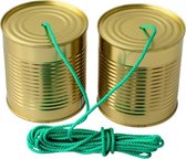 bliktelefoon junior 8,5 cm tin goud/groen 5-delig