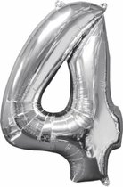 cijferballon 4 folie 45 x 66 zilver