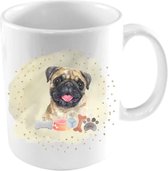 Diver Pet Honden Mok - Pug/Mopshond Mok - Mok met Hond - Hondenliefhebber Cadeau - 325ml