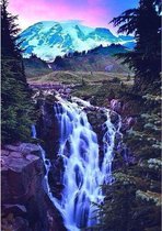 Diamond Painting World - Waterval in de bergen – 30x40cm - Diamond painting - Diamond painting pakket – volledig bedekt – Volwassenen