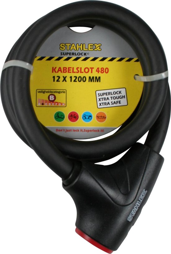 Stahlex Kabelslot - Multifunctioneel - Spatwaterdicht - Slagvast - 1,2 meter - Mat Zwart van Stahlex — afbeelding 5