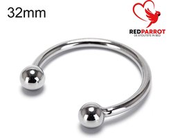 Eikelring RVS - 32MM – Met Kogeluiteinden – Intiem Accessoire – Staal