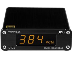 Topping D10S USB DAC ES9038Q2M DSD256 DSD384KHZ zwart - digitaal naar analoog