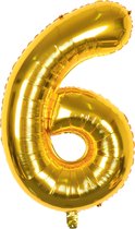 Fienosa Cijfer Ballonnen nummer 6 - Goud Kleur - 82 cm - Helium Ballon