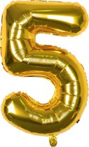 Fienosa Cijfer Ballonnen nummer 5 - Goud Kleur - 82 cm - 15 - 25 - 35 - 45 - 50 - 55 - 65 - 75 - 85 - 95