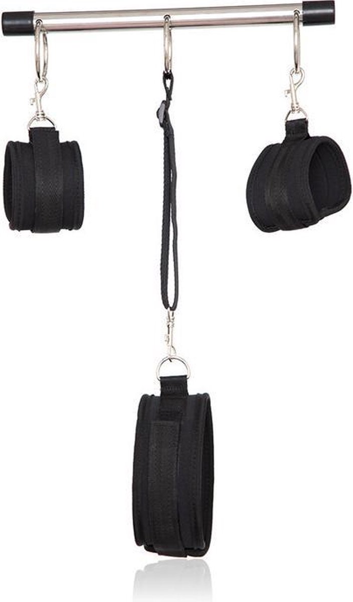 Goedkoopste BDSM spreader bar / spreidstang verstelbaar met 2 hand, 2 enkel en 1 nekboeien Cimejo®