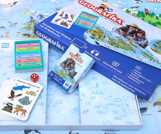 Thumbnail van een extra afbeelding van het spel Ontdek de Wereld spel + Wereldkaart voor kinderen Unik Play / Geografika