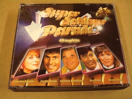 Albumhoes met 5 artiesten: Caterina Valente, Freddy Breck, Gerhard Wendland, Rex Gildo, Mary Roos. Titel: Super Schlager Parade 48 tophits.