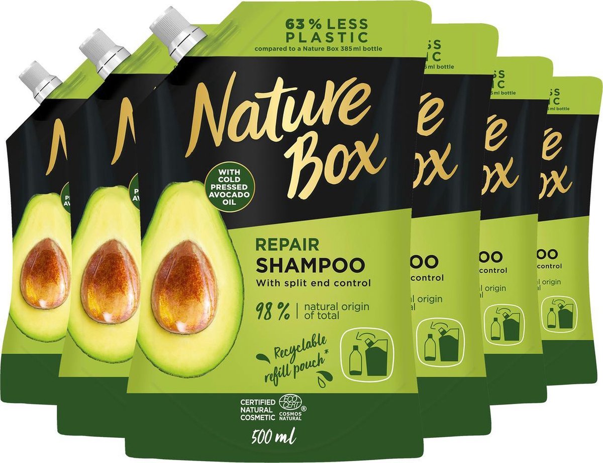 Nature box Avocado Shampoo Refill 6x 500 ml - Grootverpakking