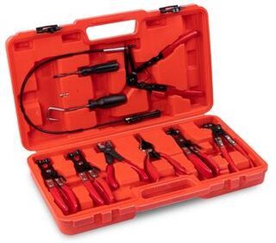 Foto: Luxe professionele 9 delige slangklemtangenset slangklemtang gereedschap set inclusief bowdenkabel slang klemtangen slangklem tang gereedschapsset met draagkoffer