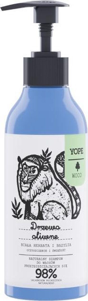 Natuurlijke shampoo voor vet haar Olijfboom Witte Thee en Basilicum 300ml