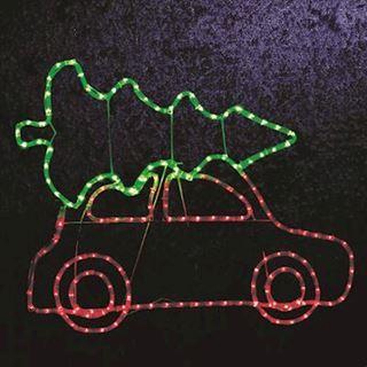Kerstdeco led-verlichting - auto met kerstboom (buitenshuis) - Slangenverlichting 98 x 72cmhoog