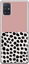 Samsung A71 hoesje siliconen - Stippen roze | Samsung Galaxy A71 case | Roze | TPU backcover transparant