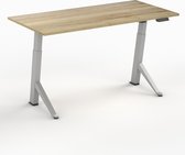 Worktrainer - YDesk - Zit sta bureau - Elektrisch - Memory display - 120x60 cm - Zilver/Natuur eiken