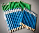 50 stuks potloodjes met gum blauw en groen (5 pakjes)