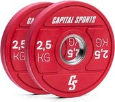 CAPITAL SPORTS Nipton 2021 Halterschijven - 2 x 2,5 kg - hard rubber - voor training met lange halters, cross-training of Olympic bars