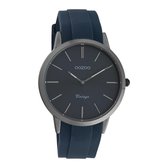 OOZOO Vintage series - Titanium horloge met donker blauwe rubber band - C20171 - Ø42