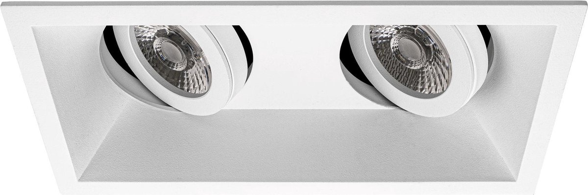 RTM Lighting Premium platte Inbouwspot Rudolf Wit Verdiepte dubbele spot Extra Warm Wit (2700K) Met Philips LED
